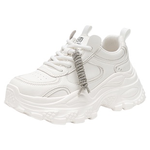 依思q白色老爹鞋女款厚底增高显脚小2026新款时尚百搭运动鞋女冬