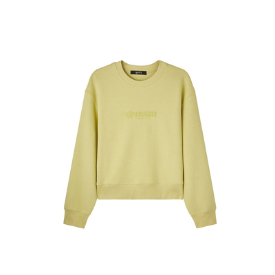 U/TI圆领浅黄色短款卫衣女简约时尚印花棉质上衣尤缇2025秋季新款