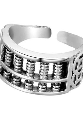 纯银创意算盘戒指招财进宝饰品