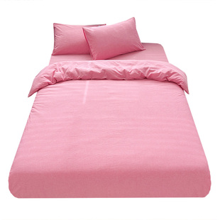 水洗棉玫红全棉床单单件纯棉四季用单人床笠被单枕套可配三四件套