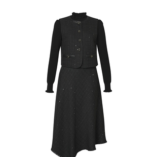 【美丽诺羊毛】ELSEWHERE珂思商场同款两件套香风连衣裙女秋新款