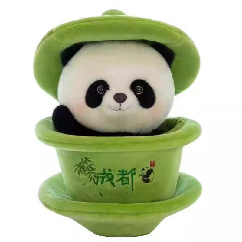 新款创意盖碗茶国宝大熊猫娃娃