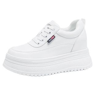 超轻真皮小白鞋女款2025新款秋冬软底厚底内增高休闲运动女鞋8cm