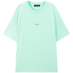 太平鸟女装夏季圆领微阔H版型薄荷绿T恤潮流时尚上衣女A3CNF2470