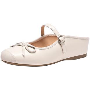 热风银色浅口单鞋女2025年夏季新款蝴蝶结女鞋法式方头玛丽珍鞋子