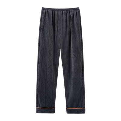 长裤男士珊瑚绒带口袋加厚睡裤