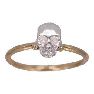 双色金属925银与黄铜骷髅戒指 Lotus Mann Skull Ring