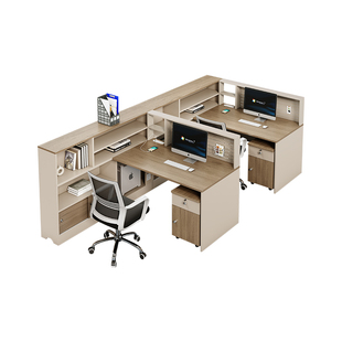 职员办公桌简约现代财务屏风桌储物洞洞板L型双人三人职员办公桌