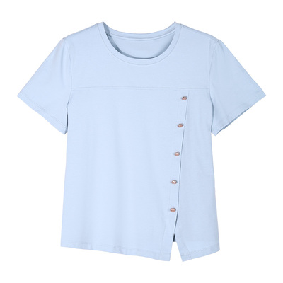 正肩短袖t恤女夏季气质时尚减龄