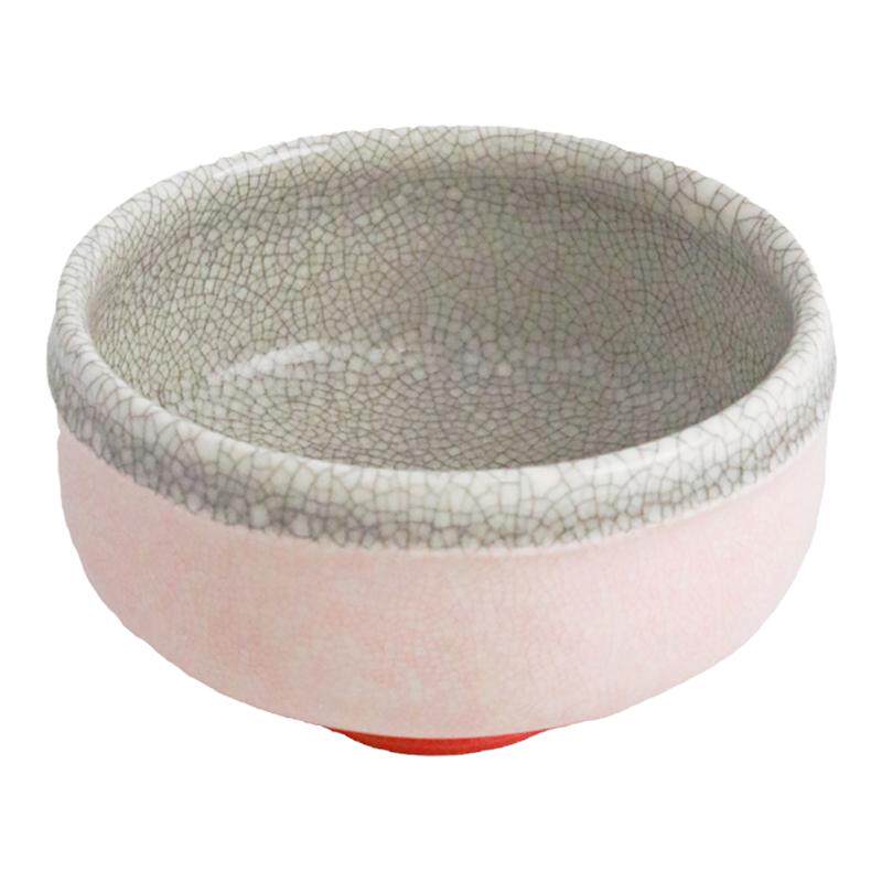 日本萨摩烧汤吞杯子  粉色角赤 开片 裂纹釉 日式茶杯主人杯 礼品