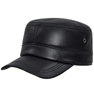 广帝 羊皮 春秋冬季薄款真皮帽子男冬天户外防寒保暖平顶帽鸭舌帽