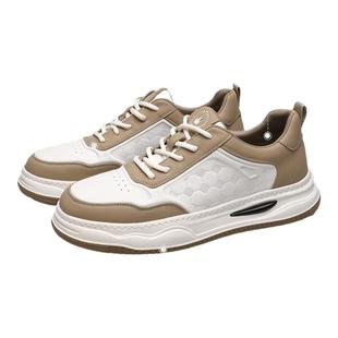 CROWN/皇冠真皮板鞋男休闲鞋时尚百搭厚底板鞋舒适软底休闲男鞋