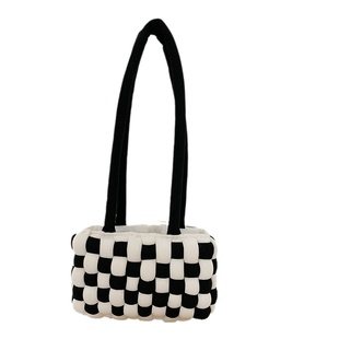 棋盘格云朵包手工编织包包diy材料包粗冰岛毛线自制礼物送女朋友