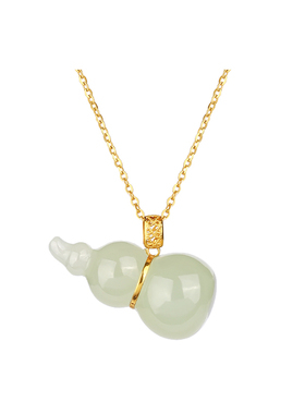 18k金和田玉青海料葫芦吊坠