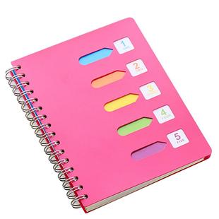 彩色记事本横线外壳笔记本本子b5记事横线本文具a5标记本简约替芯线圈本分类本子办公用简约加厚索引本带标签