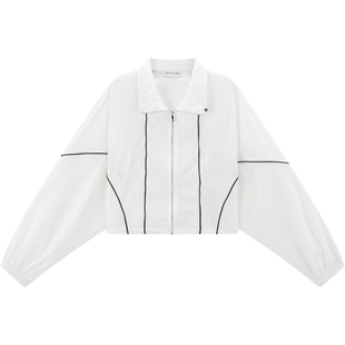 太平鸟柔光系列防晒服衣服女2025夏装新款白色休闲立领便服套装