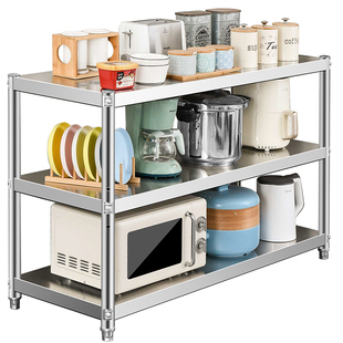 不锈钢货架置物架厨房多功能多层储物架阳台饭店收纳锅架落地架子