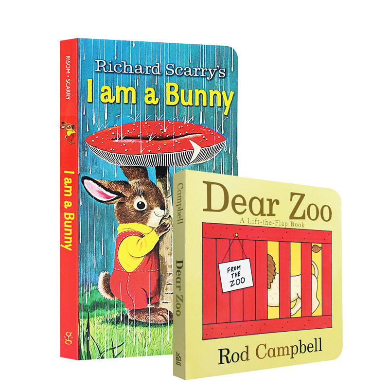 西文图书送音视频0-3岁幼儿英语启蒙绘本i am a bunny我是一只兔子dear zoo神奇动物的动物园英文原版早教绘本纸板书iamabunny
