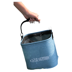 中逵乐钓吧钓鱼专用打水桶折叠一体成型EVA带绳黑坑野钓小活鱼桶