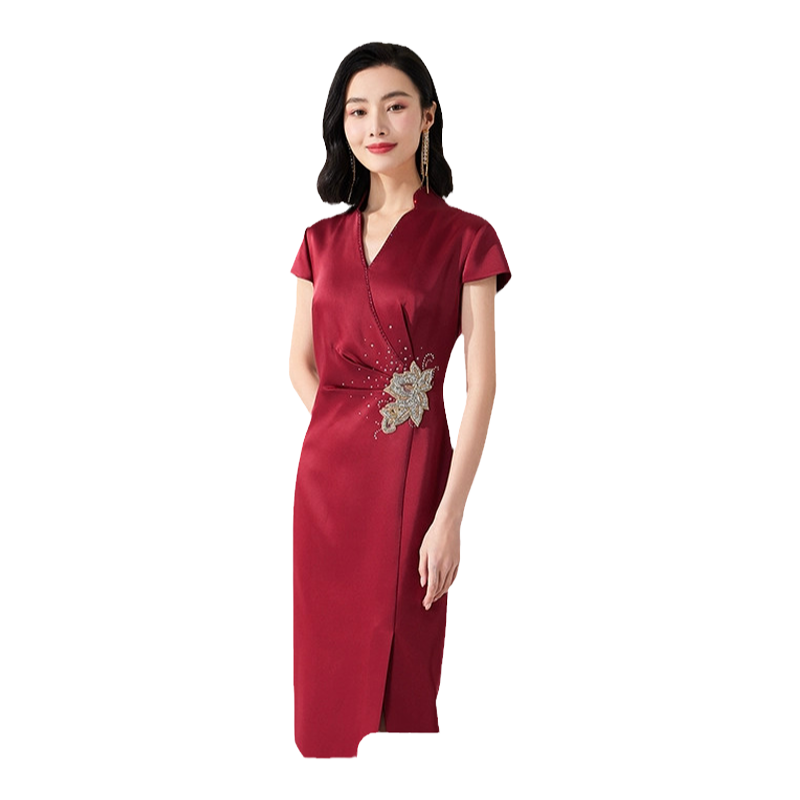 乔万尼夏季女士旗袍高档显瘦刺绣连衣裙商场同款好看流行ET2E202