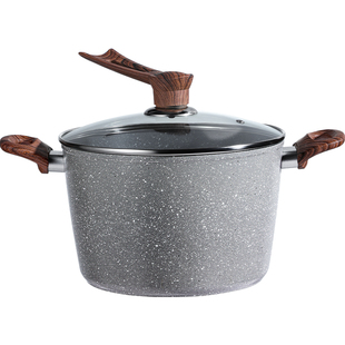 麦饭石加深不粘锅汤锅家用双耳锅蒸汤锅带蒸笼