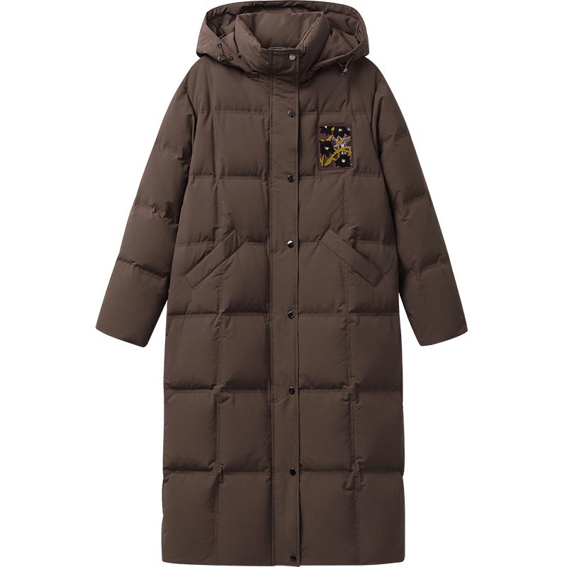 【播奥莱】播防寒保暖连帽羽绒服女冬休闲宽松长款外套DDR4RD5232