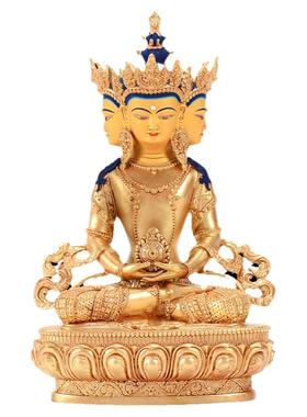 密宗藏村铜鎏金雕花铜像摆件