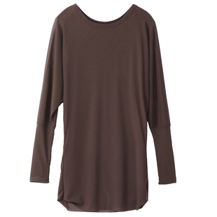 DCW轻薄瑜伽宽松罩衫女收腰显瘦性感普拉提训练健身长袖运动上衣