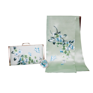 苏绣围巾手包丝巾扣礼盒套装民族风真丝绣花配旗袍送妈妈刺绣礼品