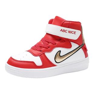 ABC NICE儿童鞋春秋青少年真皮aj空军一号休闲板鞋男童轻便运动鞋
