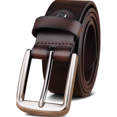 男皮带头层针扣牛仔裤休闲