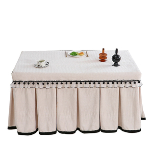 烤火桌子罩套高级感长方形薄款奶油风电暖炉桌罩取暖桌布冬天加绒