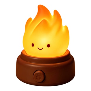 卡通小火焰小夜灯生日礼物喂奶充电创意桌面摆件硅胶伴睡氛围台灯