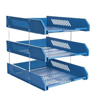 办公室A4文件架收纳盒桌面文具加厚文件收纳架多层资料整理置物架文件盘多层蓝色黑色浅灰色二层三层架子文件