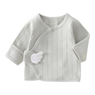 新生儿半背衣A类纯棉无骨睡衣四季薄款宝宝06个月和尚服婴儿上衣