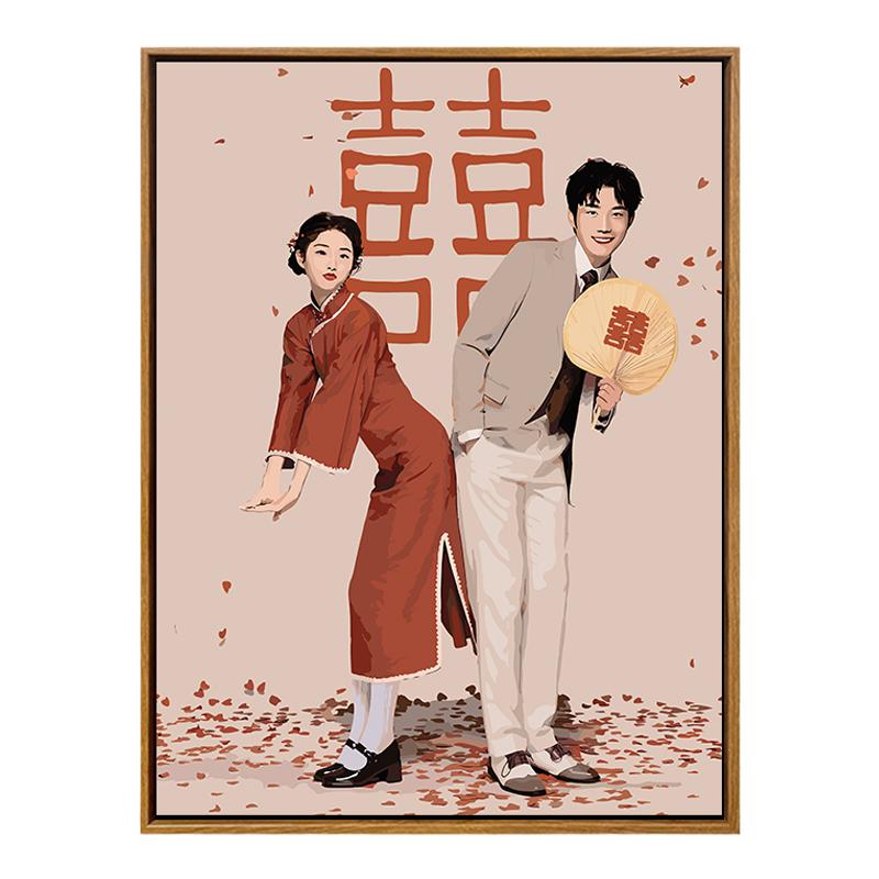 结婚照片diy定制数字油画油画