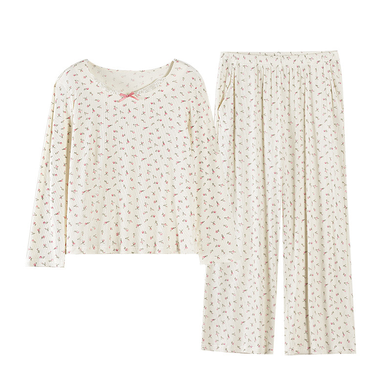 雅鹿睡衣女自带胸垫莫棉家居服