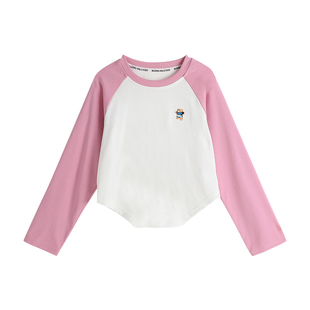 布丁哈鲁春装女童T恤长袖打底衫春秋2026春秋新款洋气插肩袖儿童