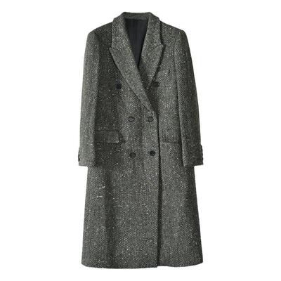 WITTYFOX长款人字纹毛呢大衣