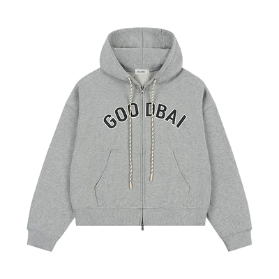 GOODBAI新款撞色logo印花oversize休闲连帽拉链卫衣外套男女同款