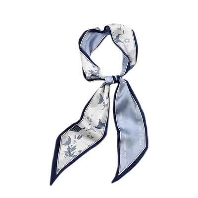 石原里美丝巾春秋小长条优雅高端复古花朵编发领巾绑包包发带ins