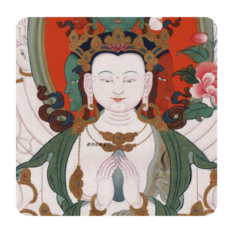 藏式唐卡千手千眼观音高清立轴画