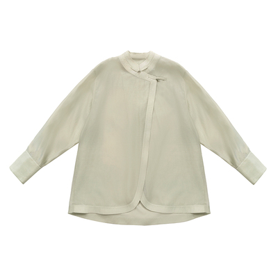 basicshenshen中式立领斜襟衬衫