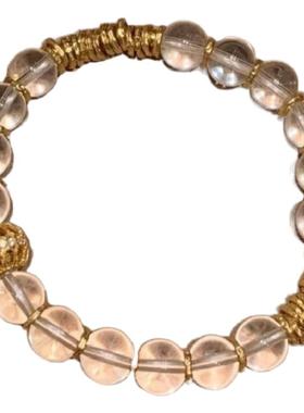 冰透白水晶盘缠百搭手串