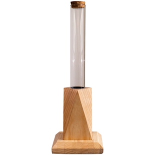 掬涵实木玻璃奖杯试管花瓶花插创意书桌高端干花水培植物花器摆件