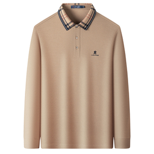 [双面丝光棉]梦特娇男士长袖Polo衫秋冬时尚撞色翻领棉弹T恤亲肤J