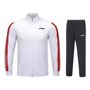 李宁羽毛球服男女款秋季新款定制长袖套装跑步运动服休闲款套装