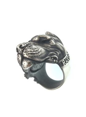 渡鸦专属欧美纯银手工比特犬戒指