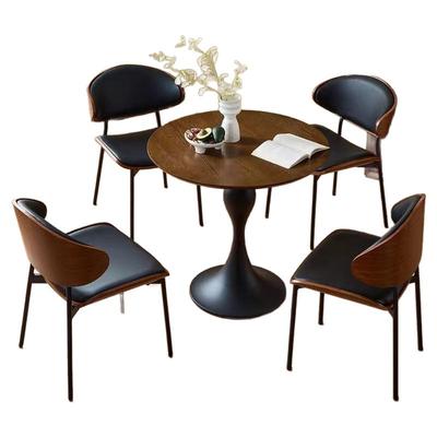 北欧实木洽谈小圆桌子茶几小户型阳台休闲餐桌咖啡厅接待桌椅组合