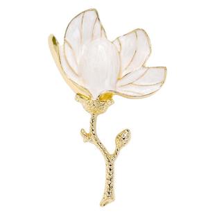 夏季清新纯白玉兰花胸针气质珐琅别针高级感西装外套连衣裙配饰品